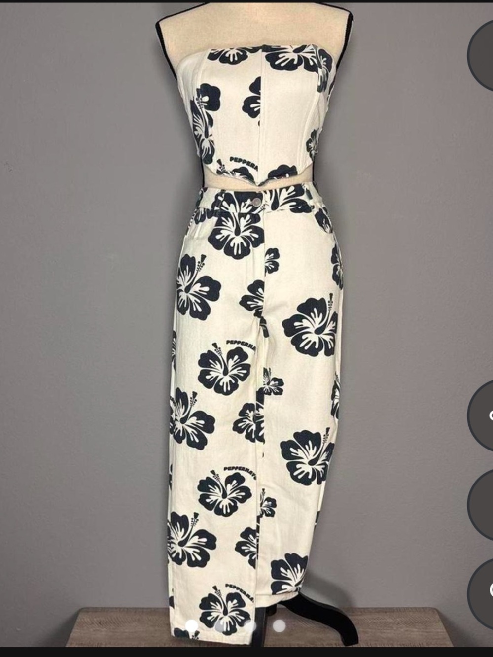 Peppermayo Cream Maxi Skirt with Black Floral Print